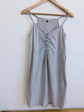 Woman’s Angel Maternity Gray Stripe Button-Front Mini Dress XS